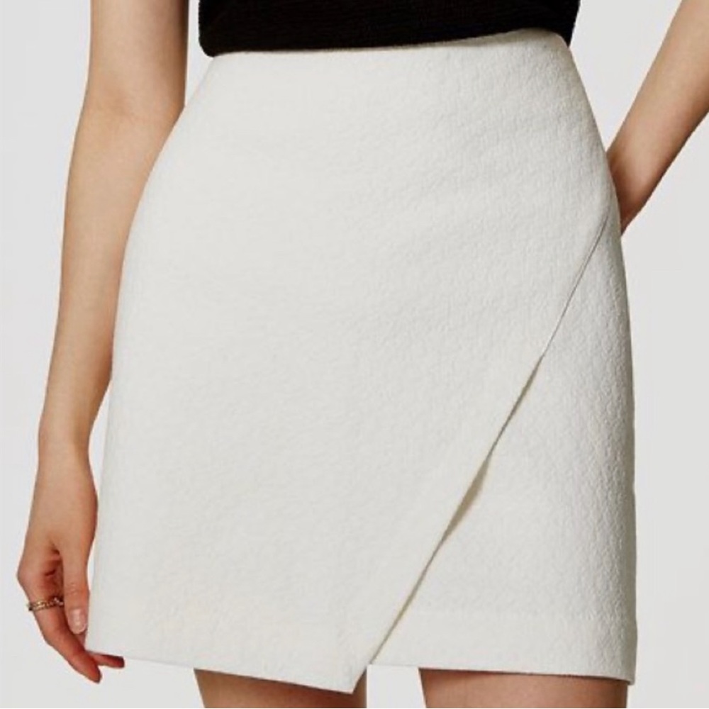 Loft White Asymmetrical Skirt (Size 4)
